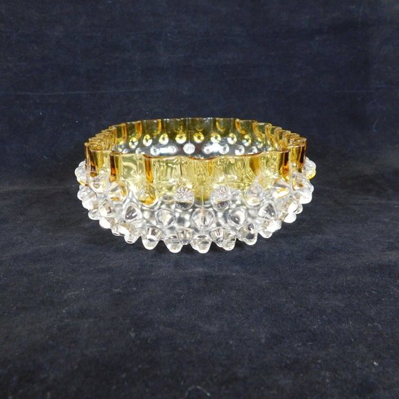 Hobbs Brockunier 323 Yellow Frances Dew Drop Hobnail Ware 7 in Oval Bowl FLAW - Picture 9 of 12